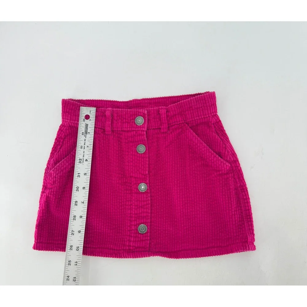 Old Navy‎ Girls Corduroy Skirt Pink Button Front Pockets Size S (6-7)